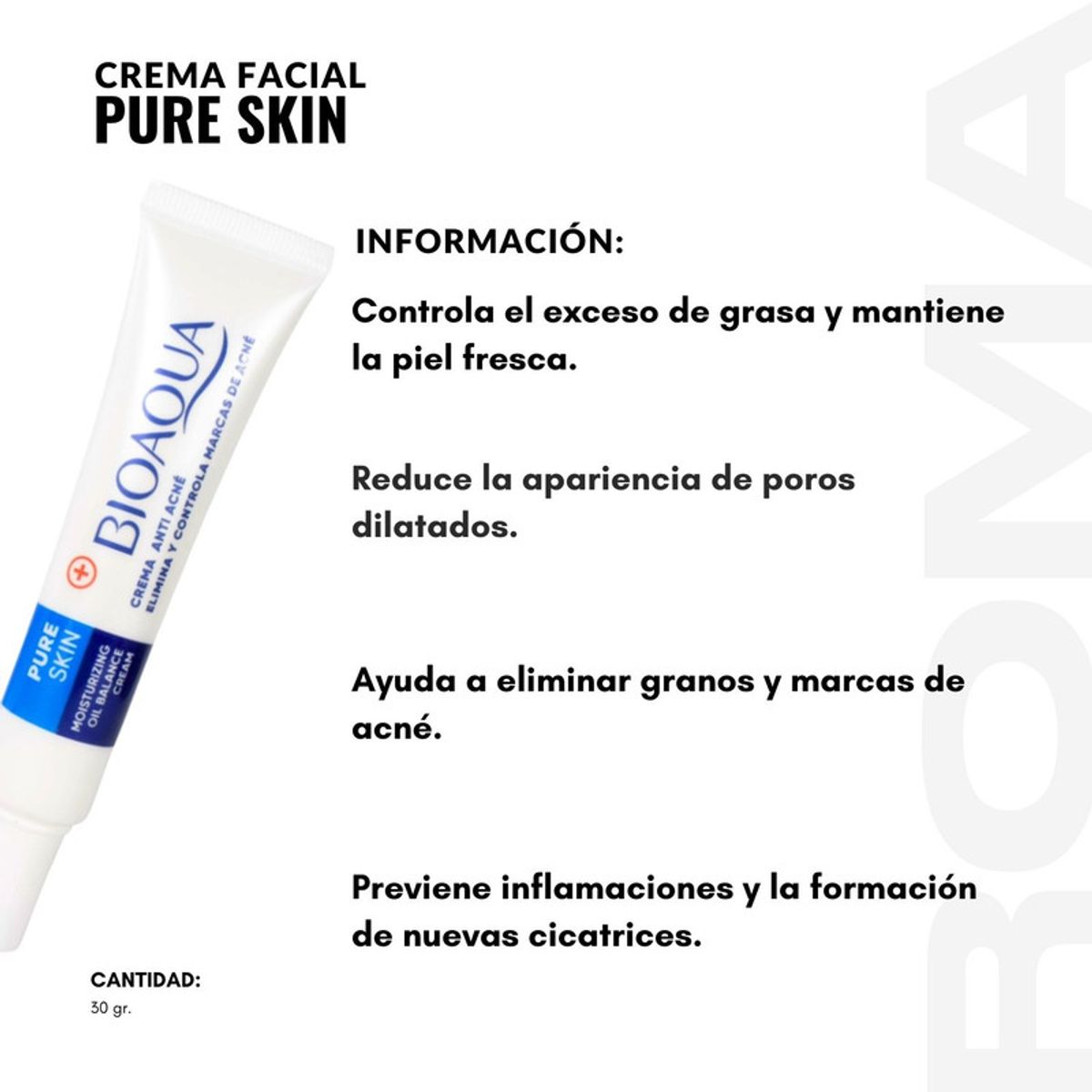 BIOAQUA - CREMA FACIAL PURE SKIN 30G BIOAQUA