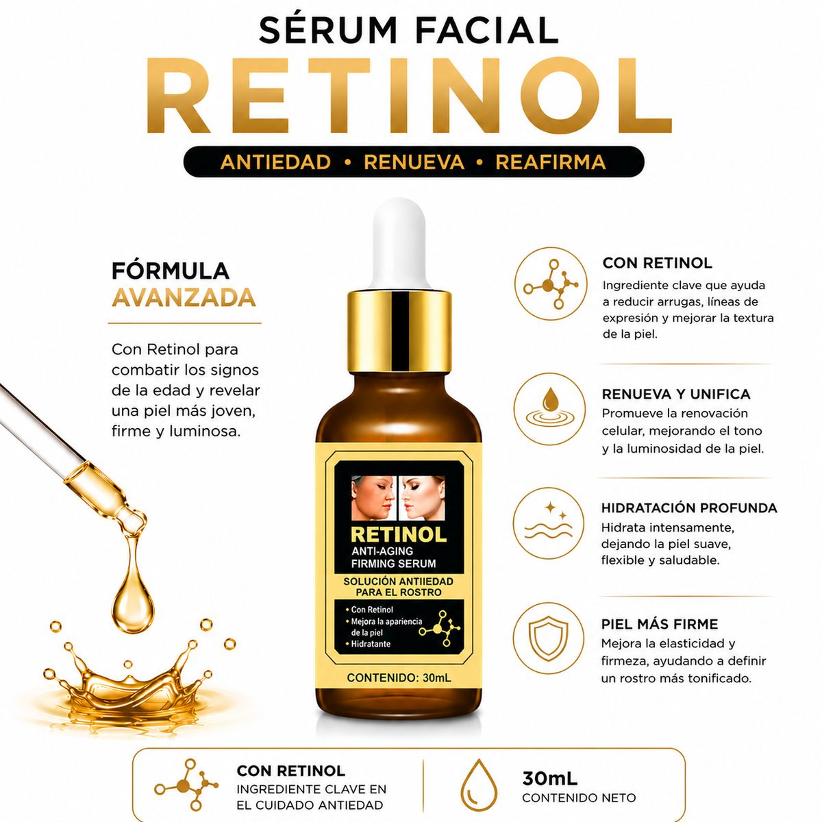 BIOAQUA - SÉRUM FACIAL RETINOL 30ML BIOAQUA