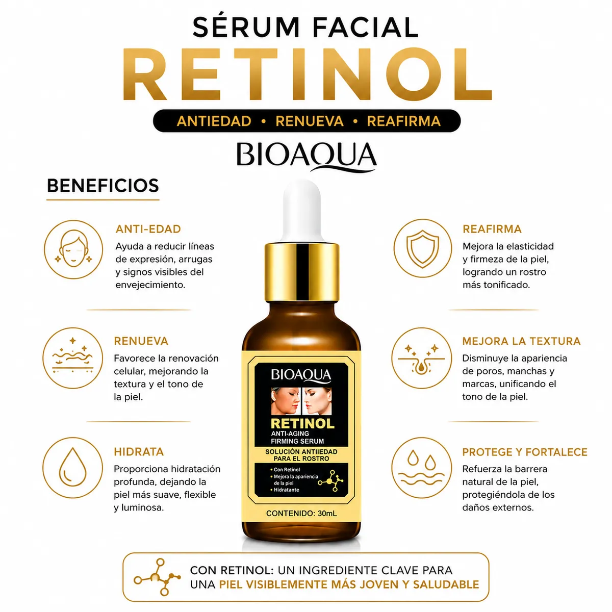 BIOAQUA - SÉRUM FACIAL RETINOL 30ML BIOAQUA