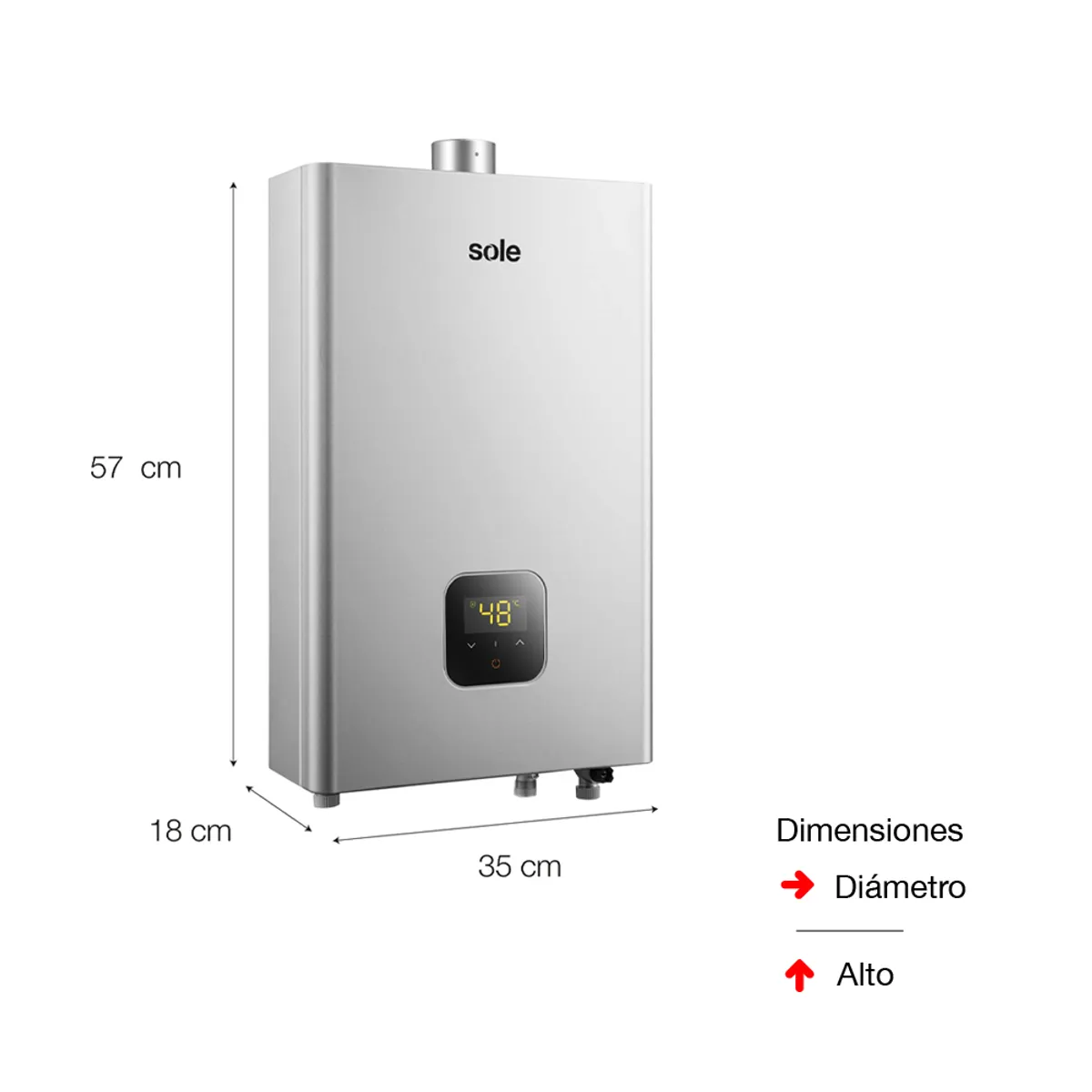 Calentador Instantáneo Sole Tiro Forzado a Gas 20L, marca Sole - Foto Principal