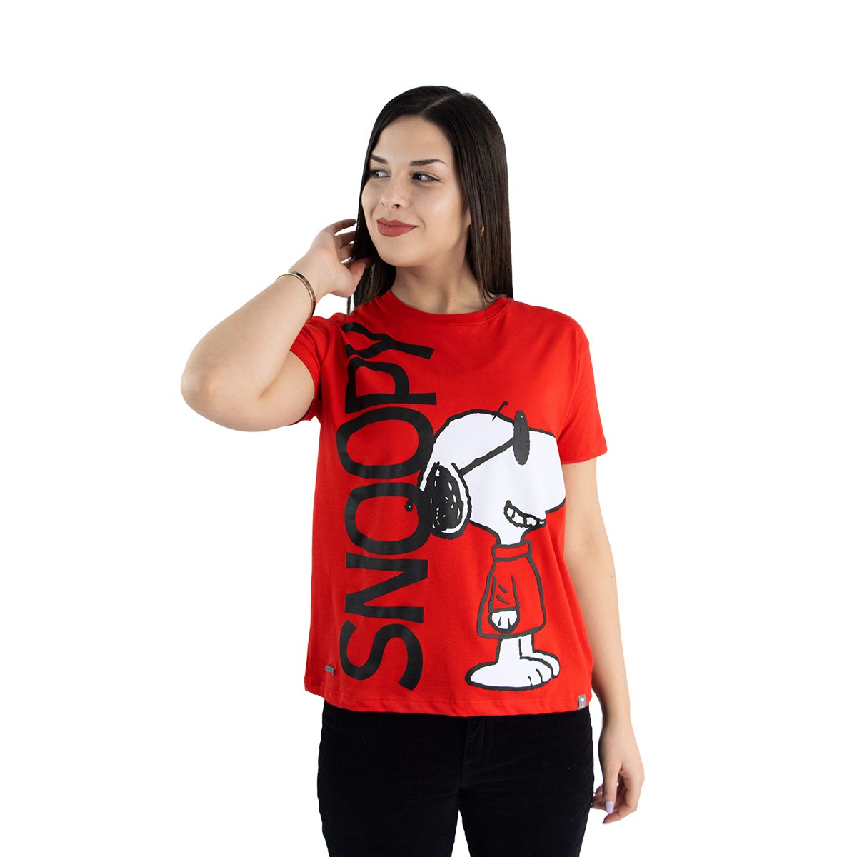 SNOOPY - Polo Snoopy Rojo Mujer Algodón Manga Corta