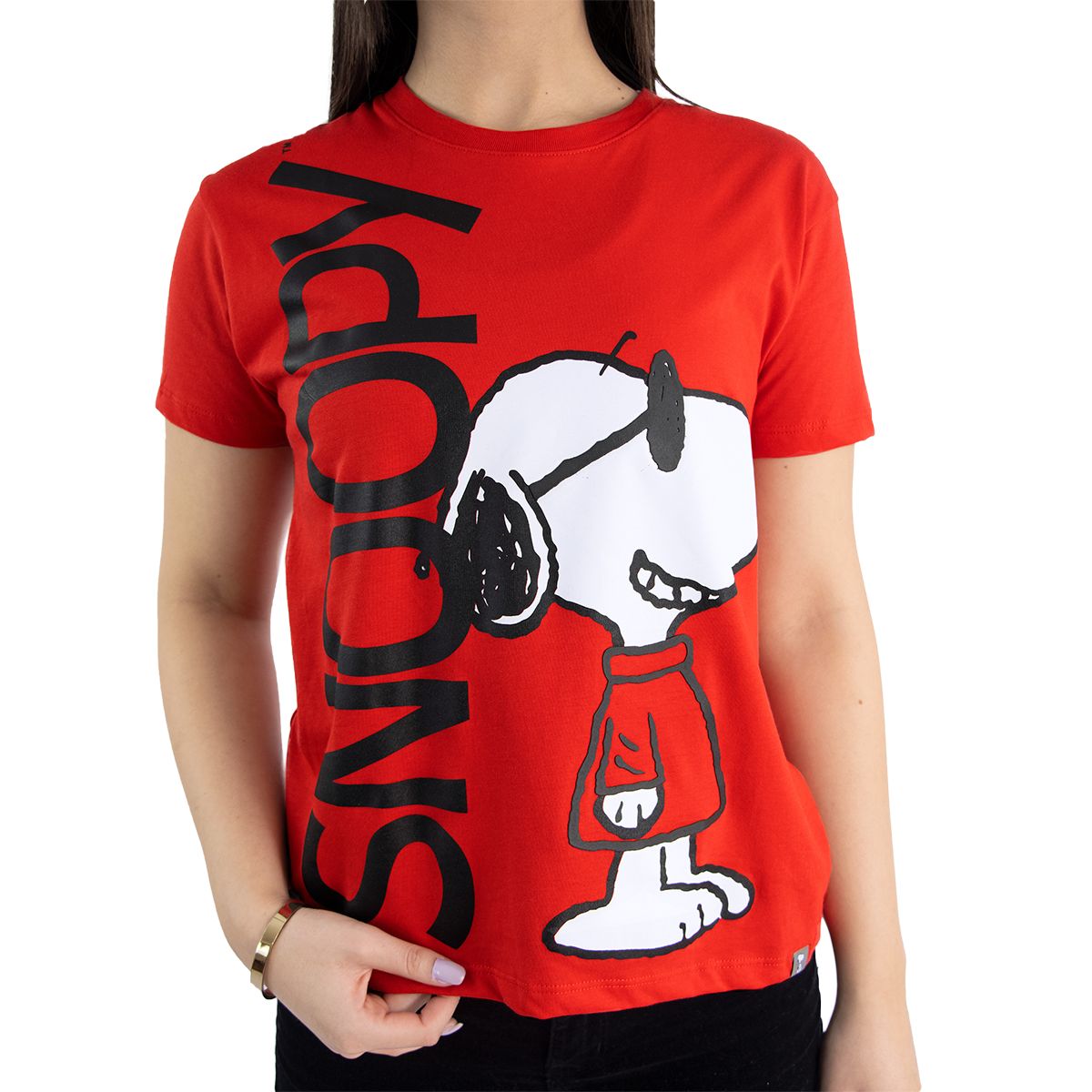 SNOOPY - Polo Snoopy Rojo Mujer Algodón Manga Corta