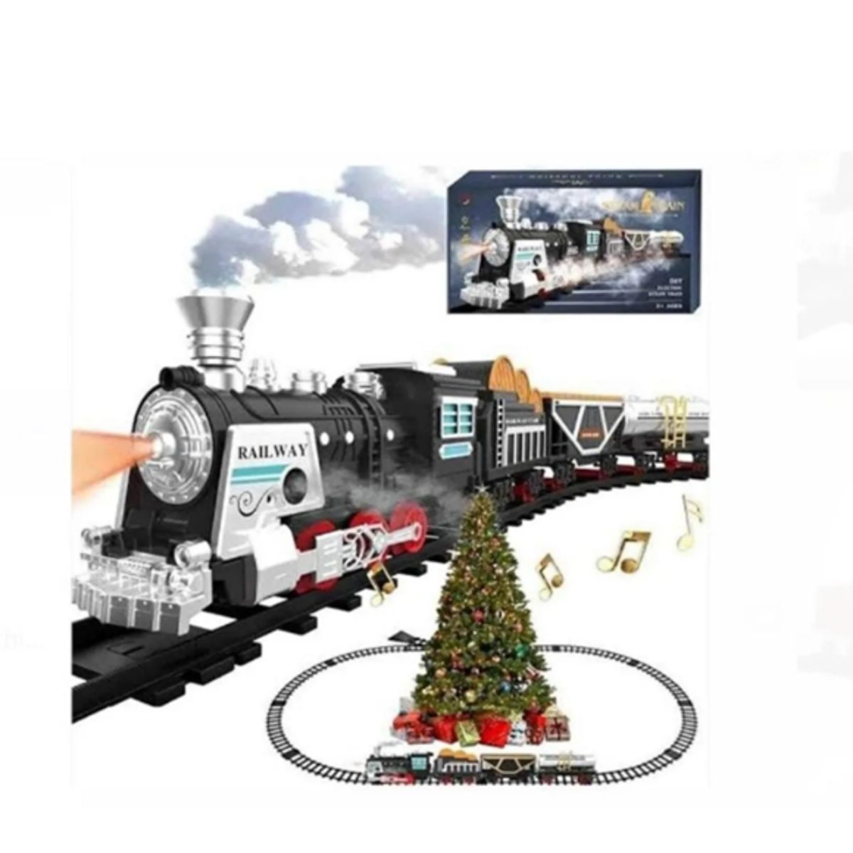 GENERICO - árbol de navidad ciprés rama x rama 2 10m+tren 2 vagones + luces 300