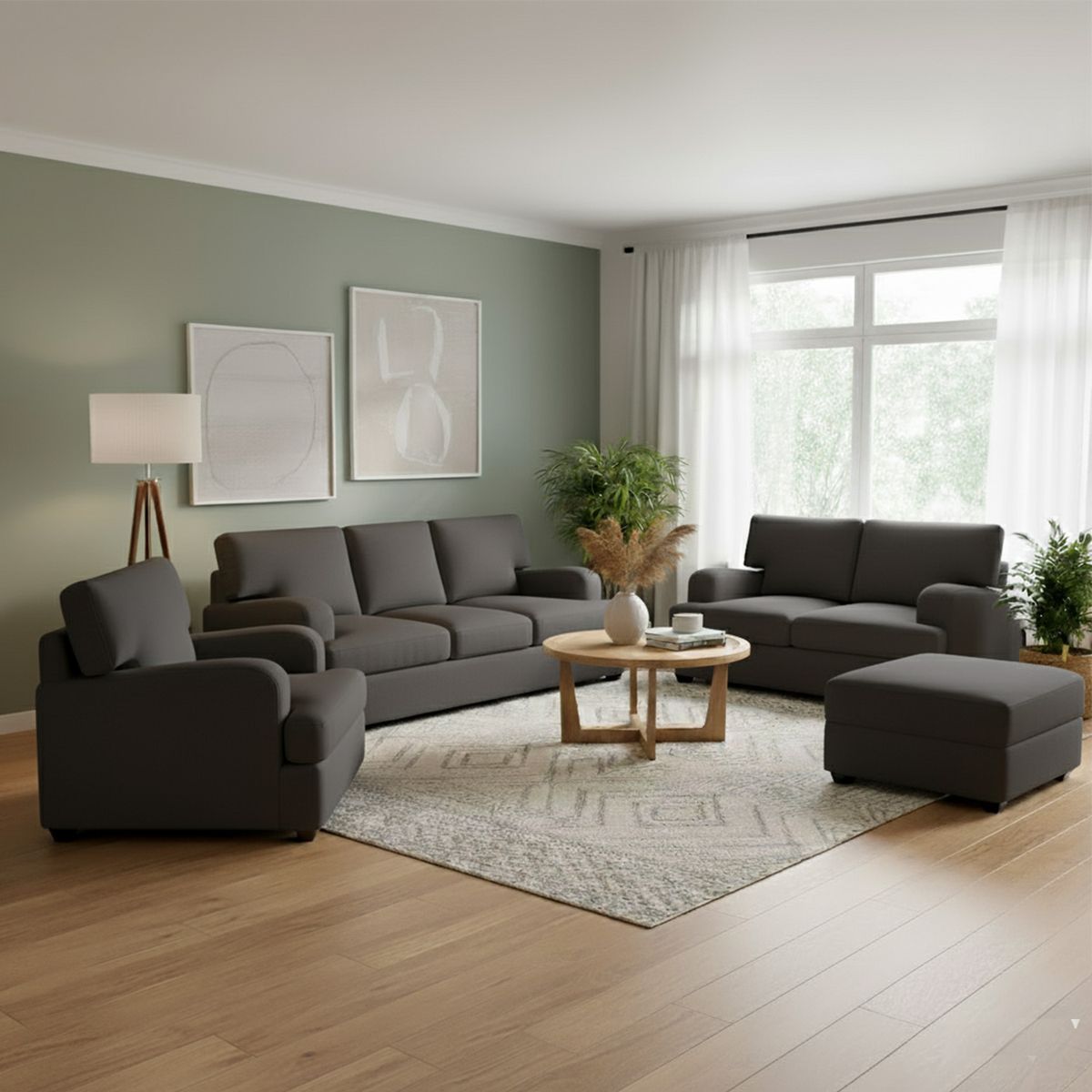 AMBIHOME - Juego de sala Mara Ambienta Home 3-2-1 + banqueta de regalo