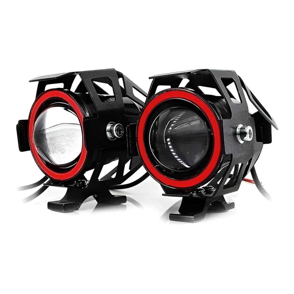 KOBO - Faros Led Ojo Ángel Para Moto Parrilla Auto Luz Neblinero Rojo 2pz