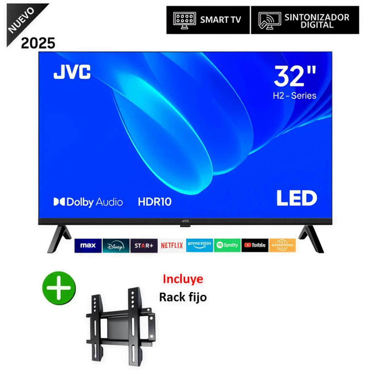 GENERICO - Televisor JVC 32 HD Google TV LT-32KM158 2025 + Rack
