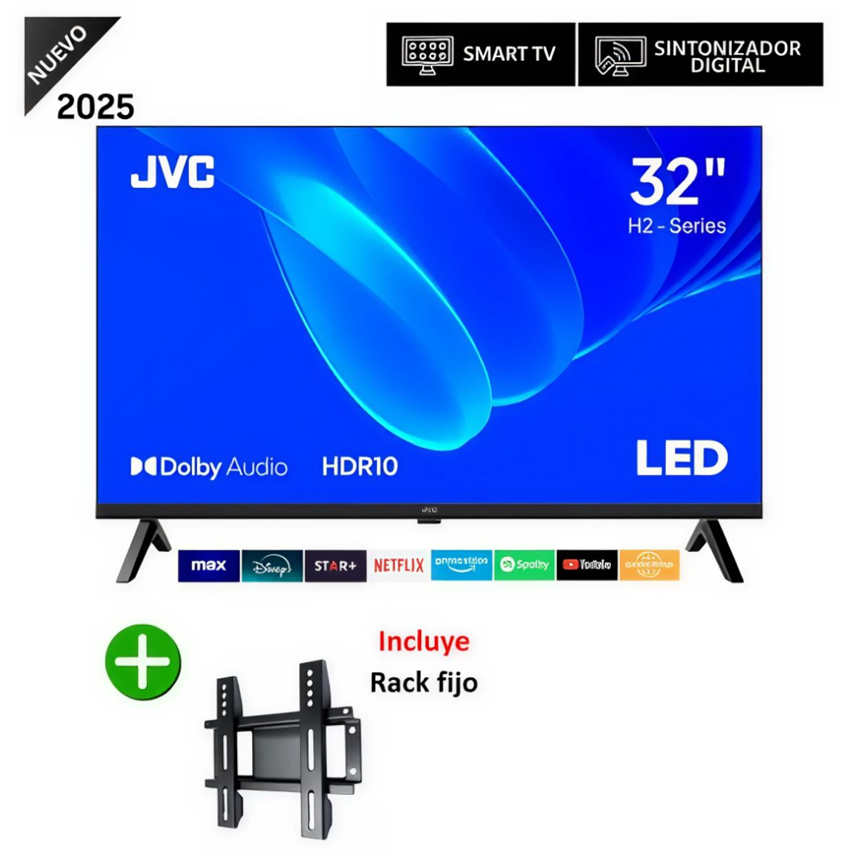 GENERICO - Televisor JVC 32 HD Google TV LT-32KM158 2025 + Rack