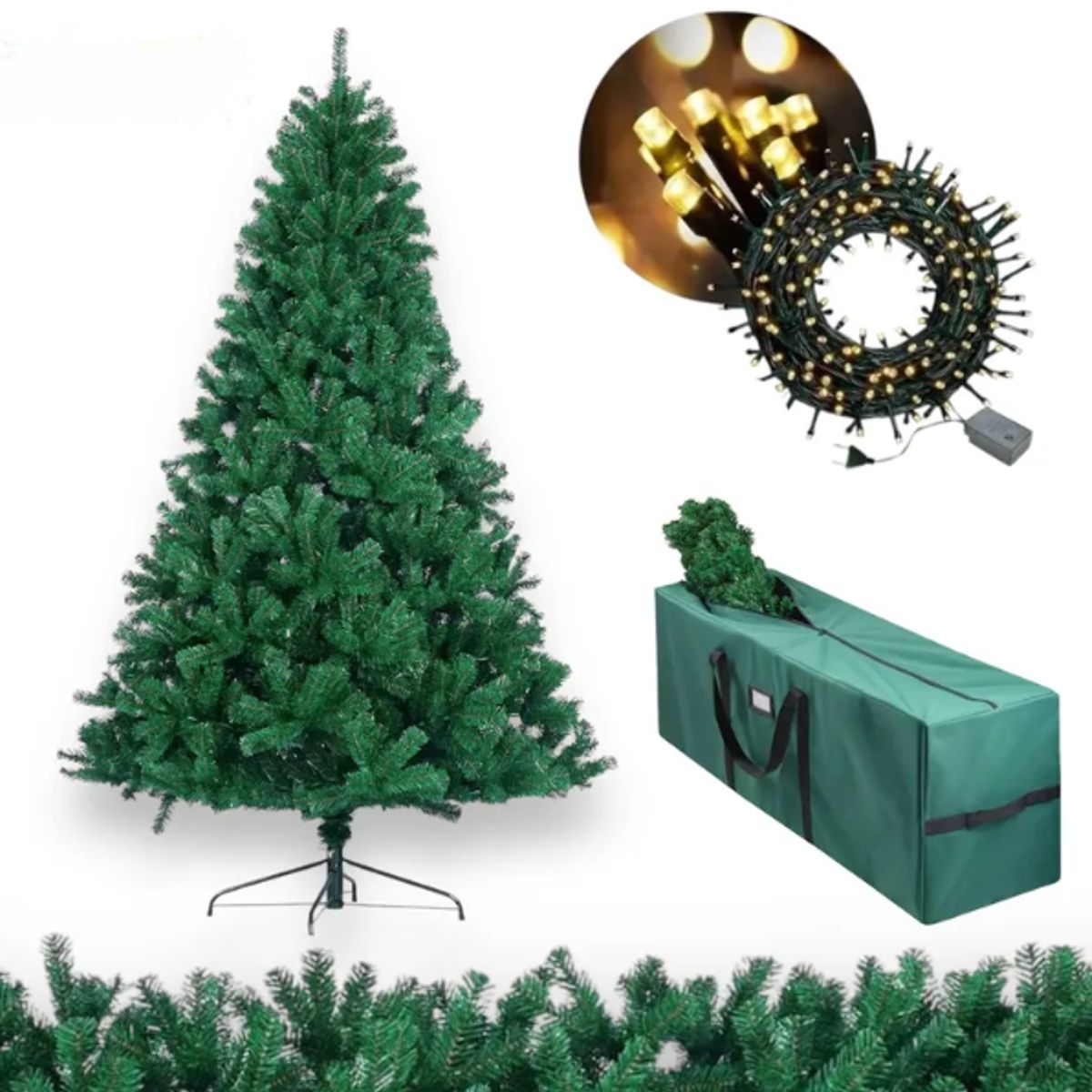 GENERICO - arbol de navidad ciprés rama x rama de 1,80 mtc/ luces d/ 200mt. color