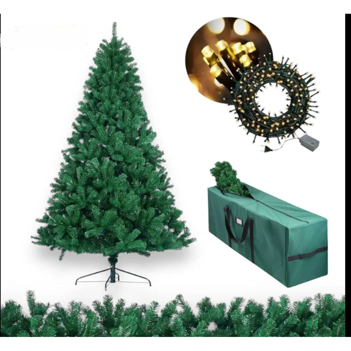 GENERICO - arbol de navidad ciprés rama x rama de 1,80 mtc/ luces d/ 200mt. color