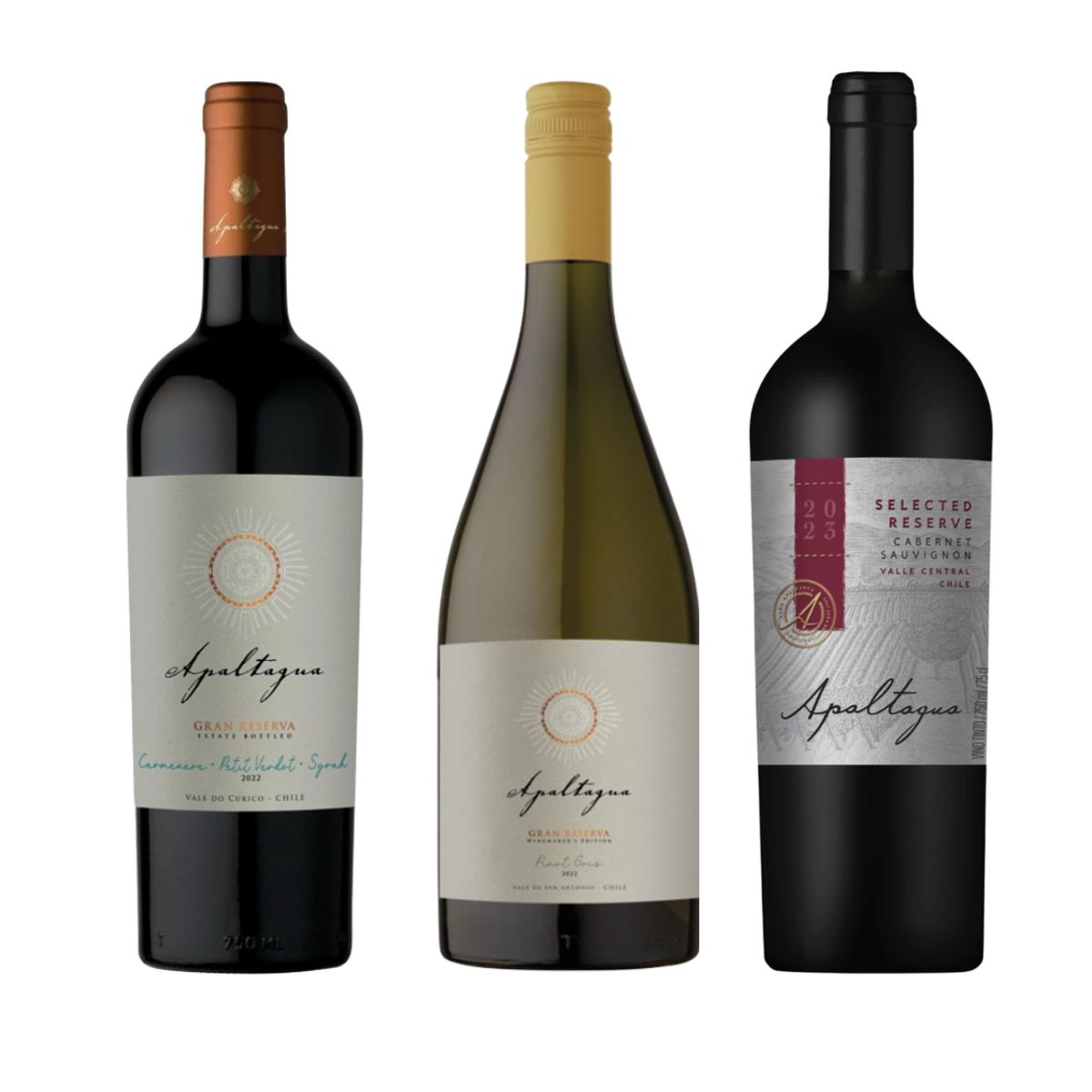 APALTAGUA - Pack Vinos Degustación Apaltagua x3 750ml Chile