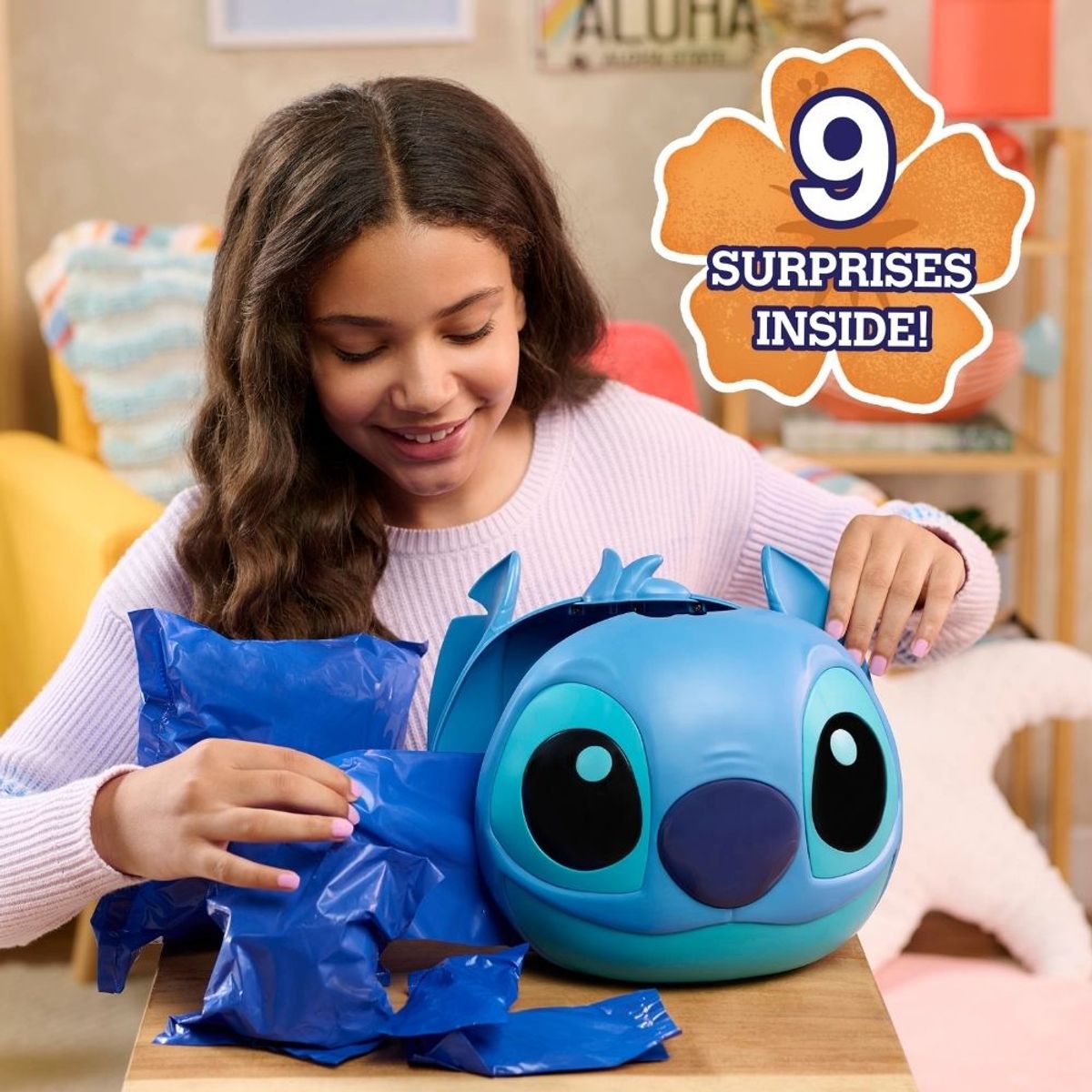 LILO & STITCH - Juguete Capsula Misteriosa 10 Sorpresas Gigante Stitch 26 cm