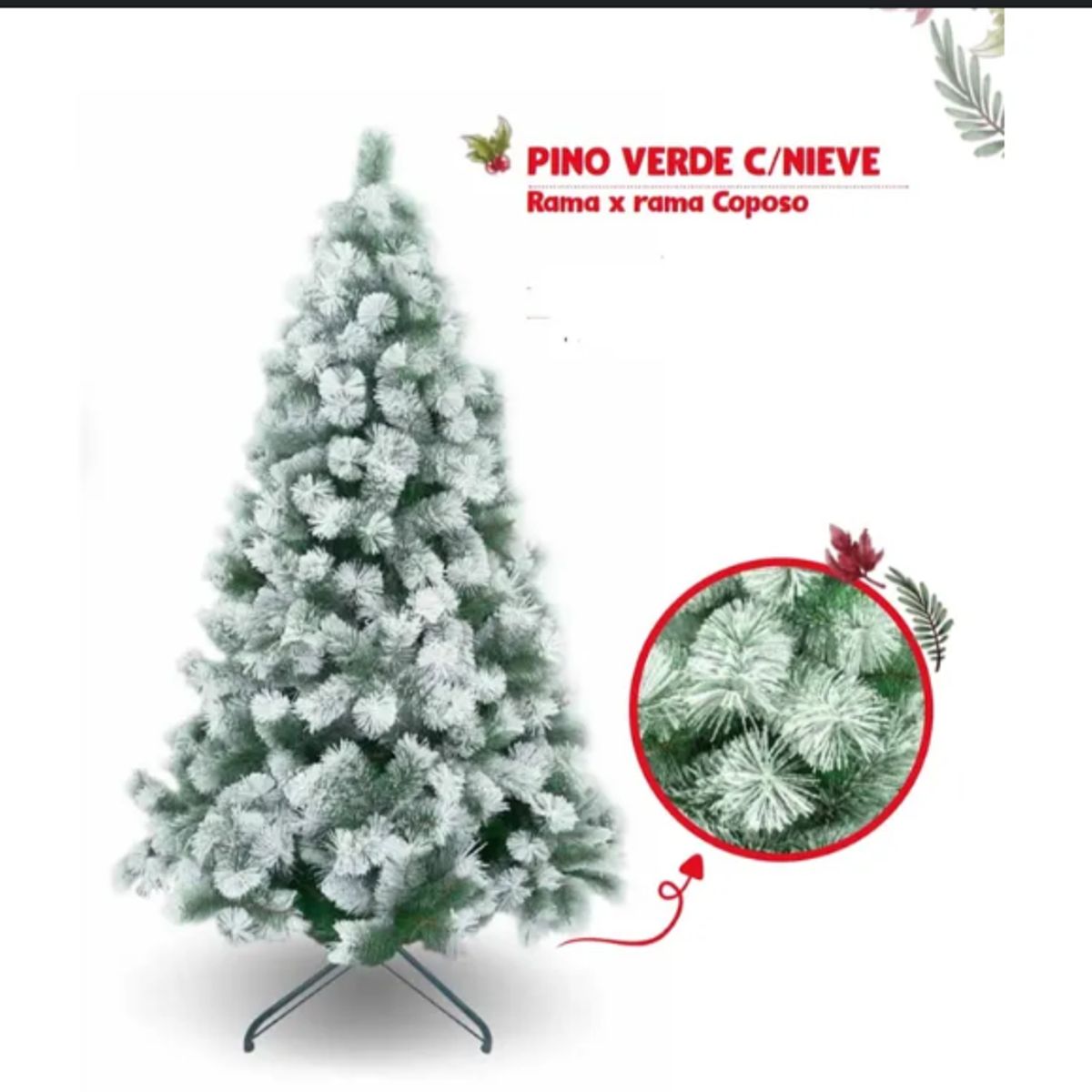 GENERICO - Árbol De Navidad pino de  2.10 Mt C/ Nieve c/ base giratoria