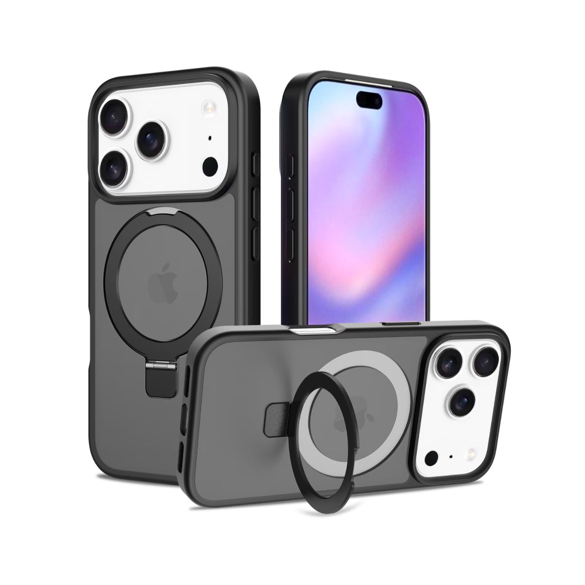 CASE - CASE AHUMADO CON ANILLO PARANTE PARA IPHONE 17 PRO MAX  - NEGRO