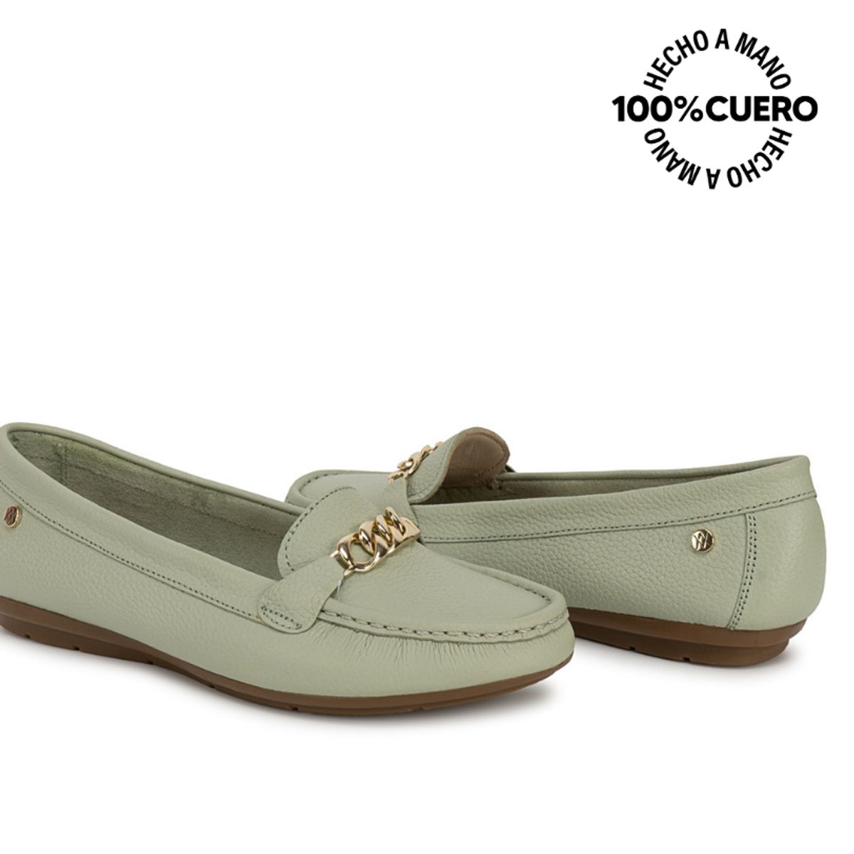 VIALE - Zapato Mocasín Casual CORE-2504 VerdeMenth Viale Cuero