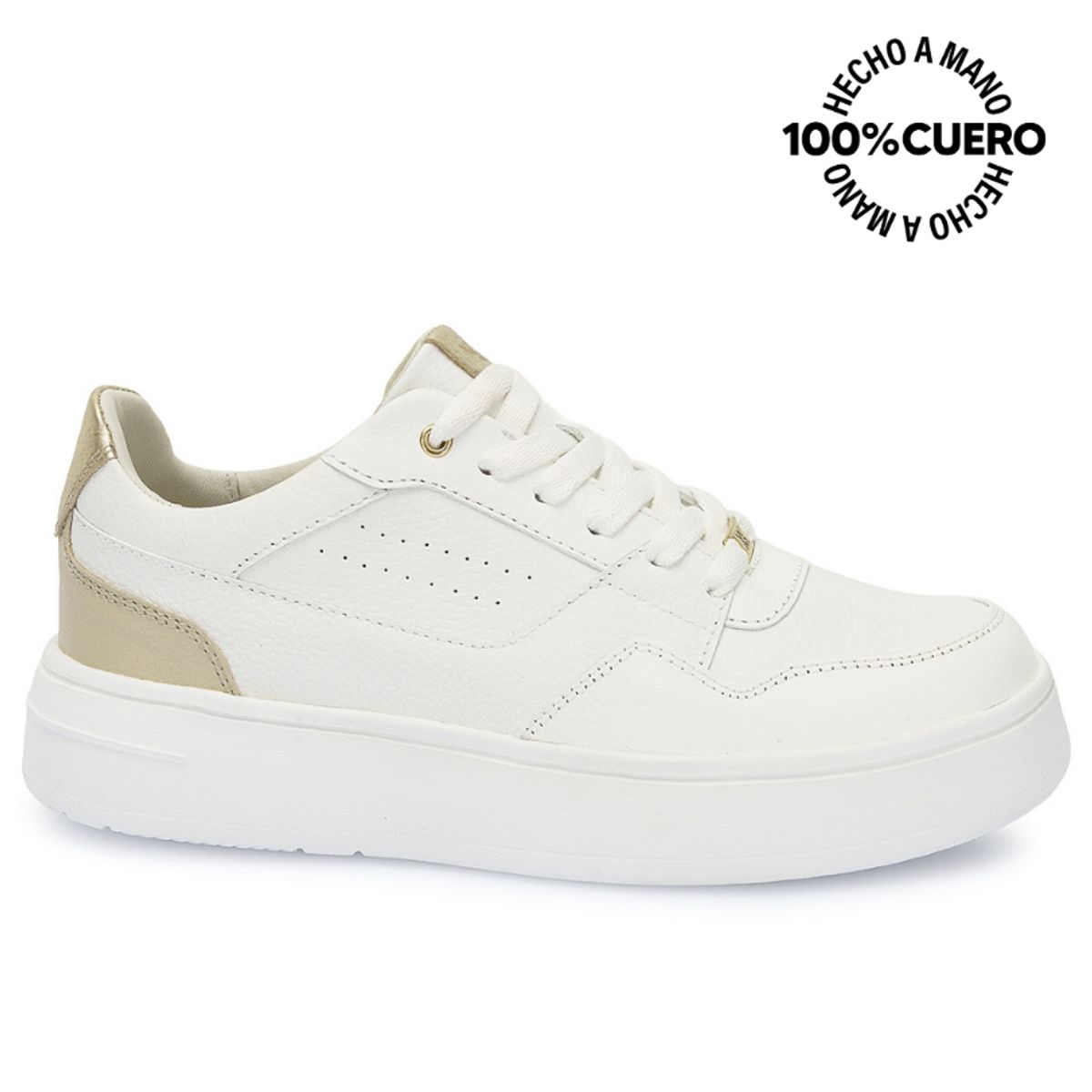 Viale - Zapatilla Casual REC-2510 BlancoDorado Viale Cuero