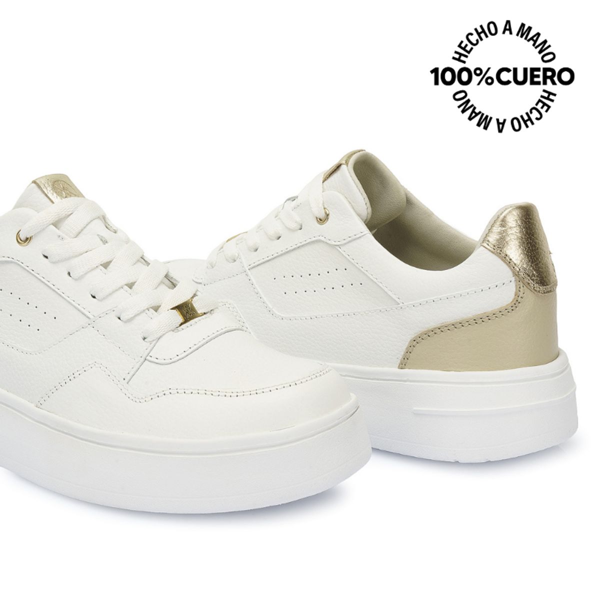 Viale - Zapatilla Casual REC-2510 BlancoDorado Viale Cuero