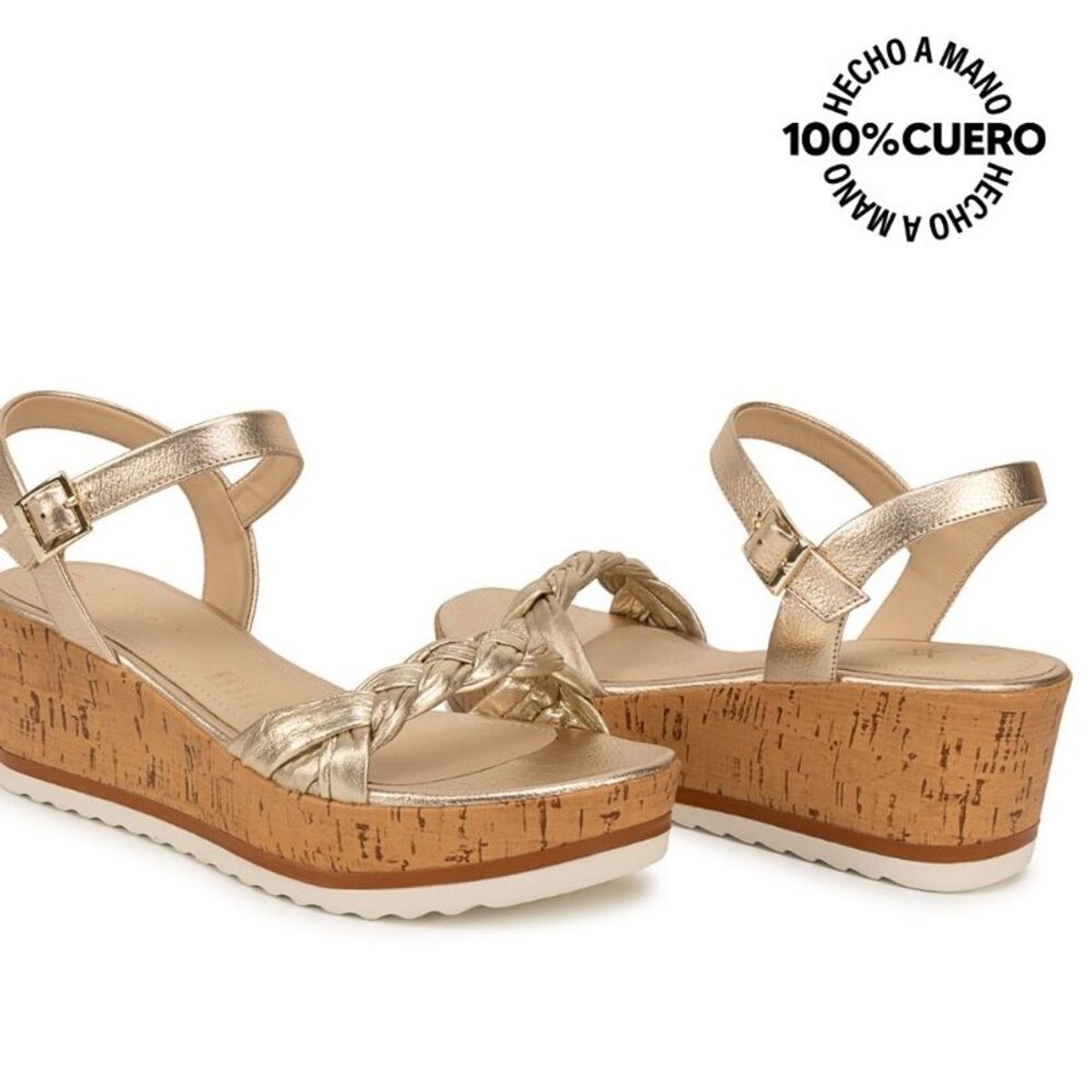 VIALE - Sandalia Dorsay Casual ALE-2612 Dorado Viale Cuero