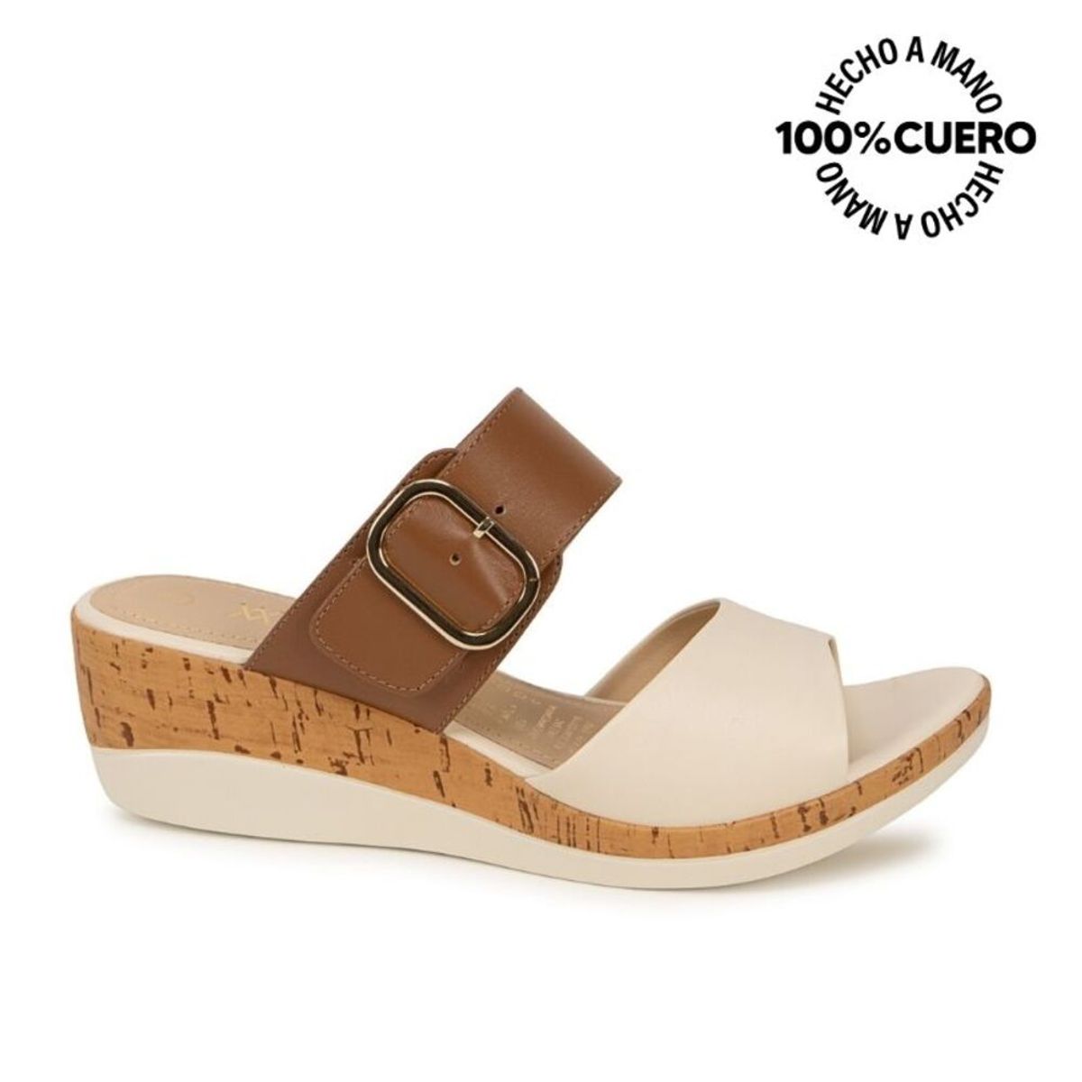 VIALE - Sandalia Strap Casual ALE-2635 HuesoMoca Viale Cuero