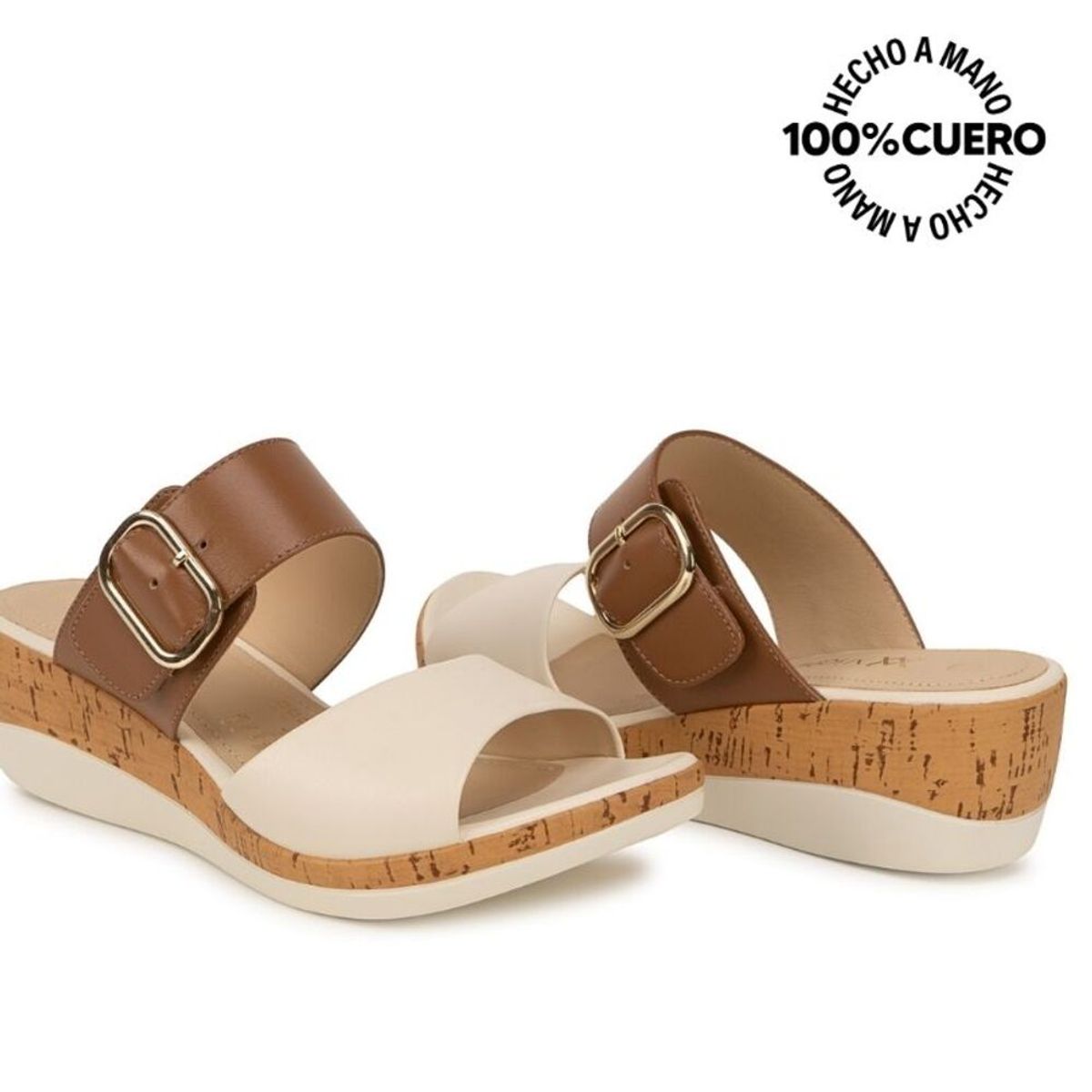 VIALE - Sandalia Strap Casual ALE-2635 HuesoMoca Viale Cuero