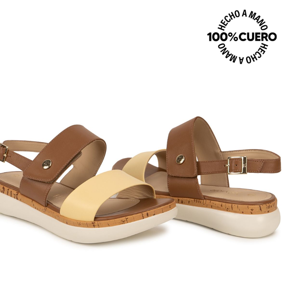 VIALE - Sandalia Dorsay Casual ALE-2619 MoccaMantq Viale Cuero