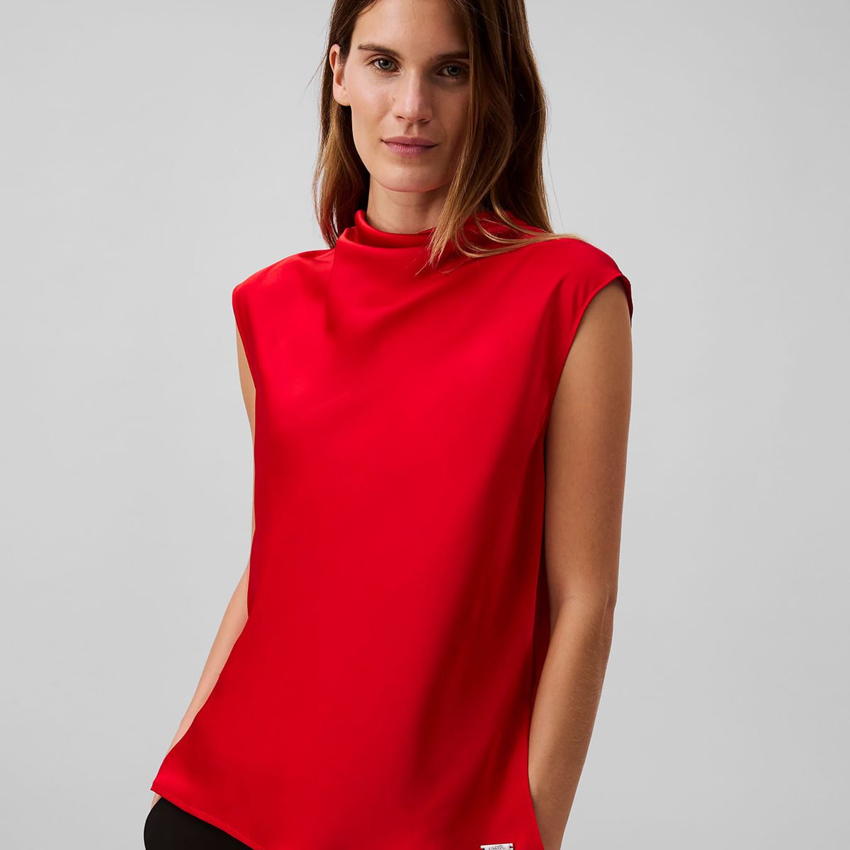 CALVIN KLEIN - BLUSA SATIN COWL NECK BLOUSE