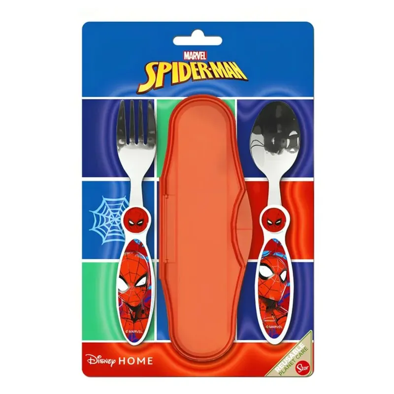GENERICO - Set de Cubiertos Acero con Estuche Spiderman