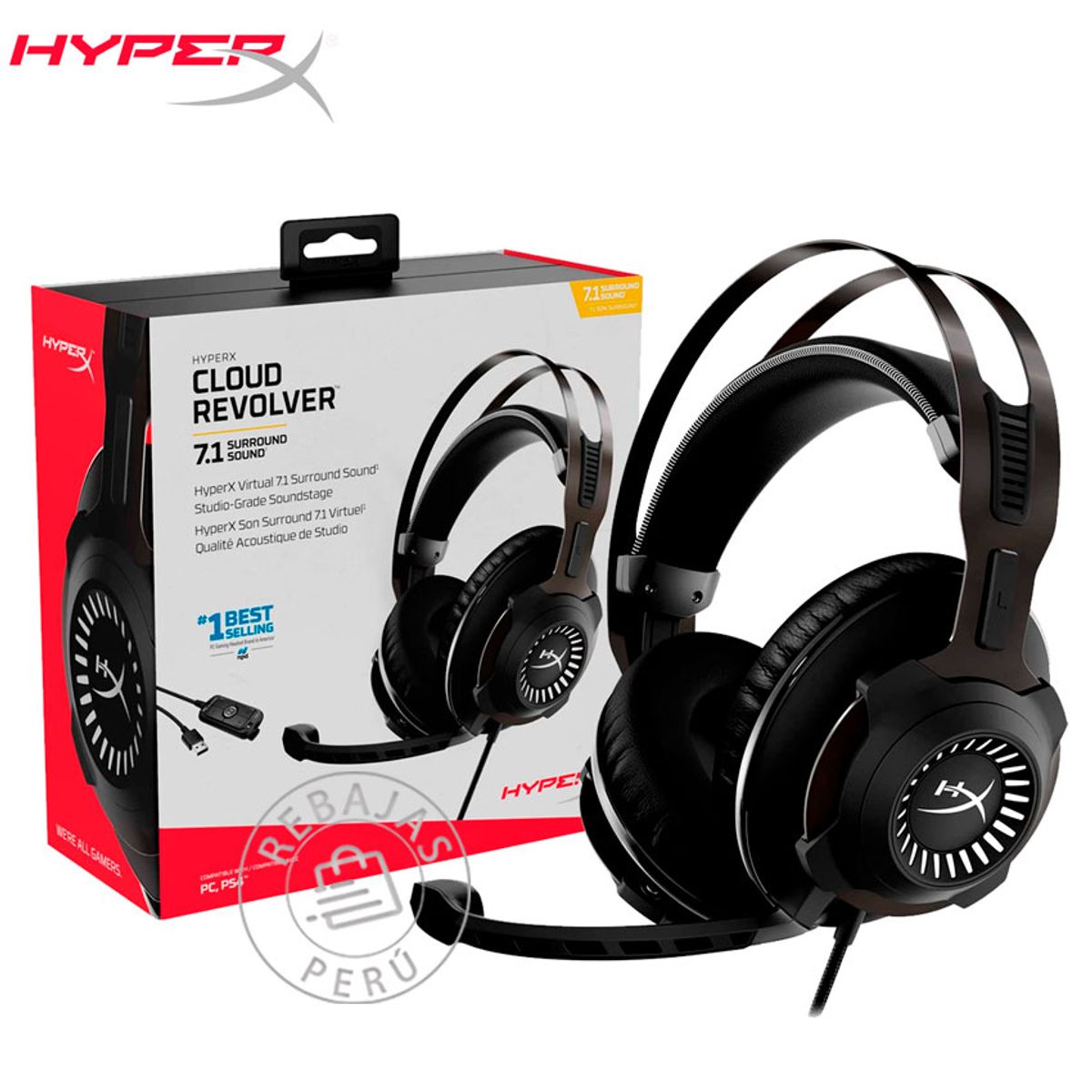 HYPERX - HyperX Cloud Revolver 7.1 Black – Auriculares Gamer con Sonido Envolvente