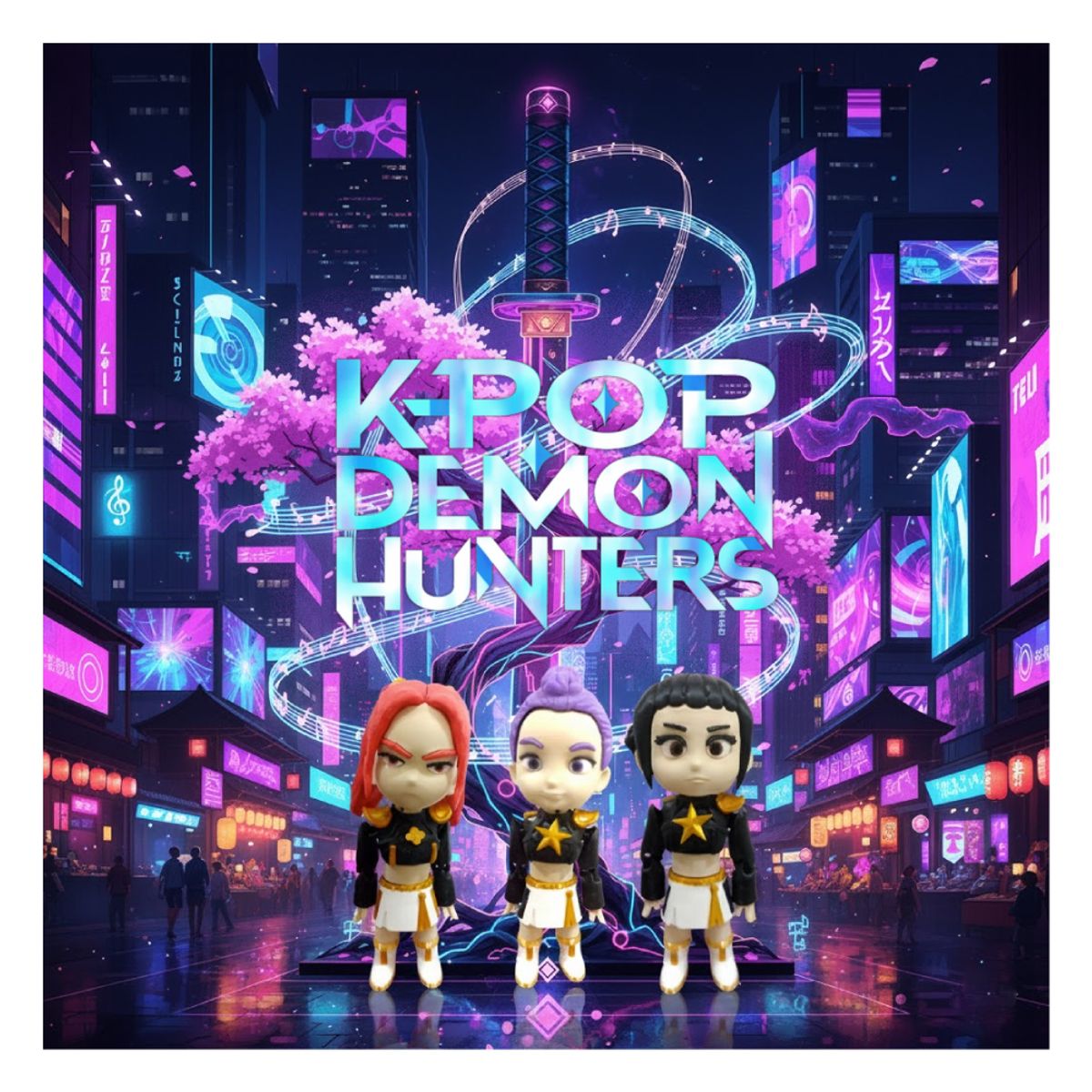 GENERICO - Figura 3D K-pop Kpop Demon Hunters Pack Huntrix Traje Negro