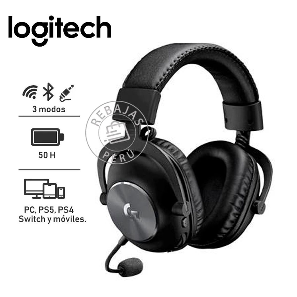 LOGITECH - Logitech G Pro X 2 Lightspeed Auriculares Gamer Inalámbricos Black 7.1