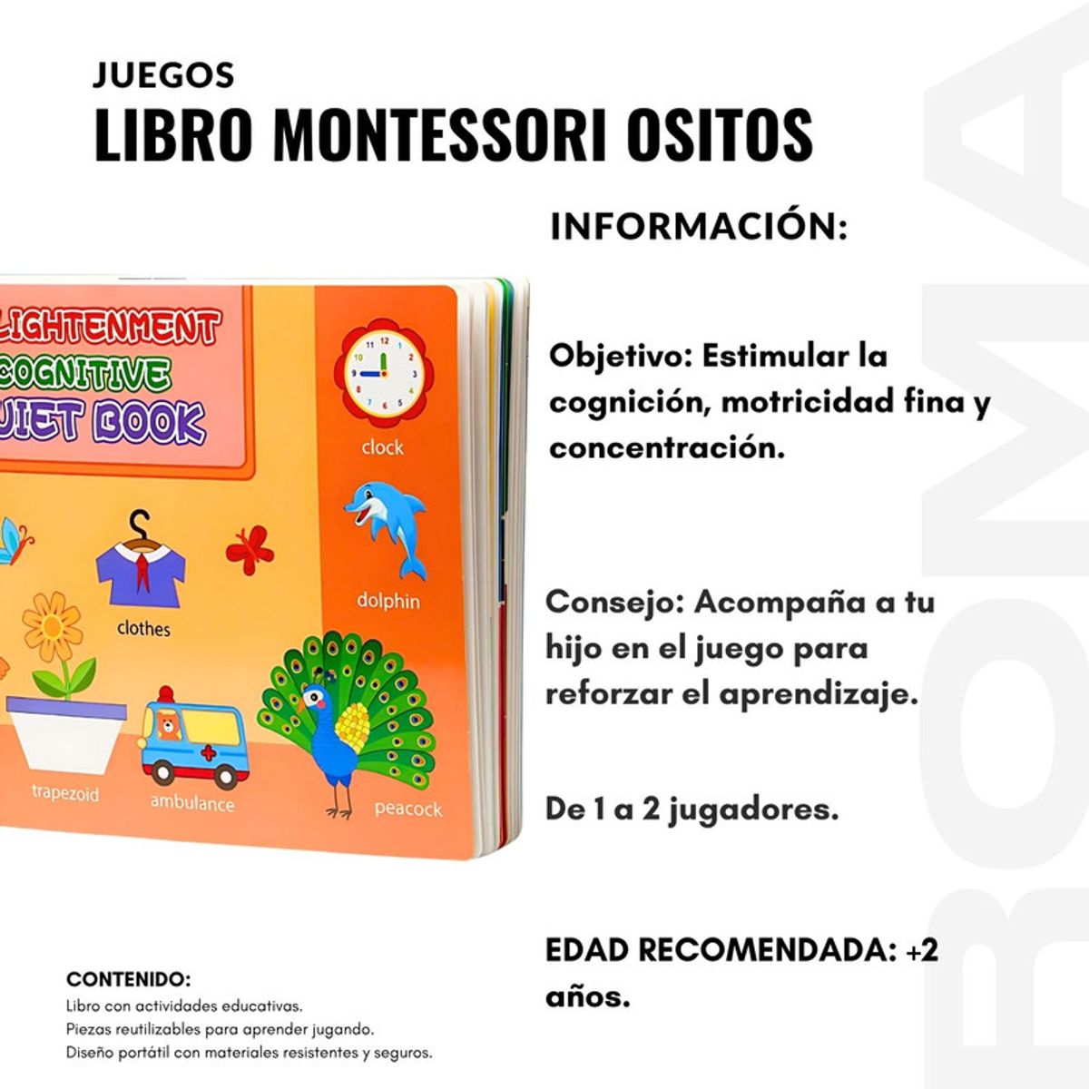 GENERICO - LIBRO MONTESSORI OSITOS JUEGO DIDÁCTICO