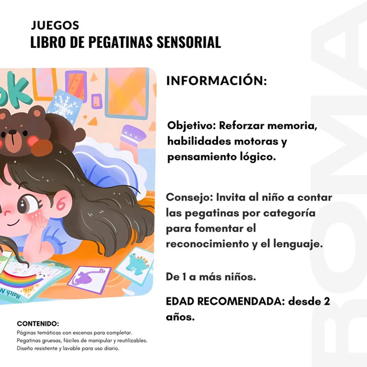 GENERICO - LIBRO DE PEGATINAS - SENSORIAL - JUEGO DIDÁCTICO