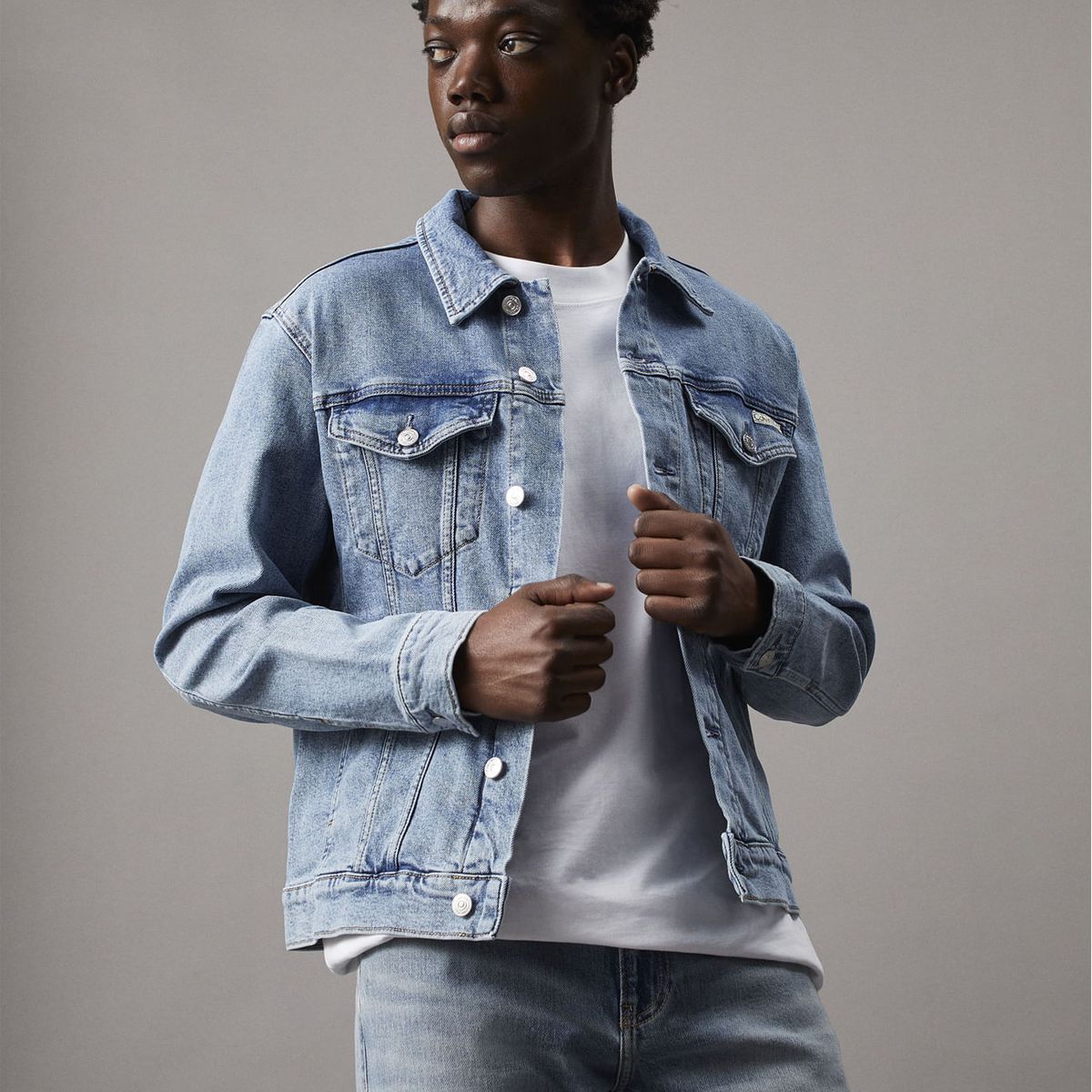 CALVIN KLEIN - CASACA SLIM DENIM JACKET DENIM LIGTH