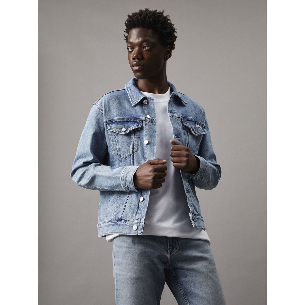 CALVIN KLEIN - CASACA SLIM DENIM JACKET DENIM LIGTH