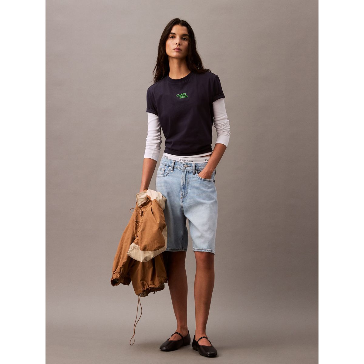 CALVIN KLEIN - CAMISETA SS FLOCKED LOGO CREWNECK TEE