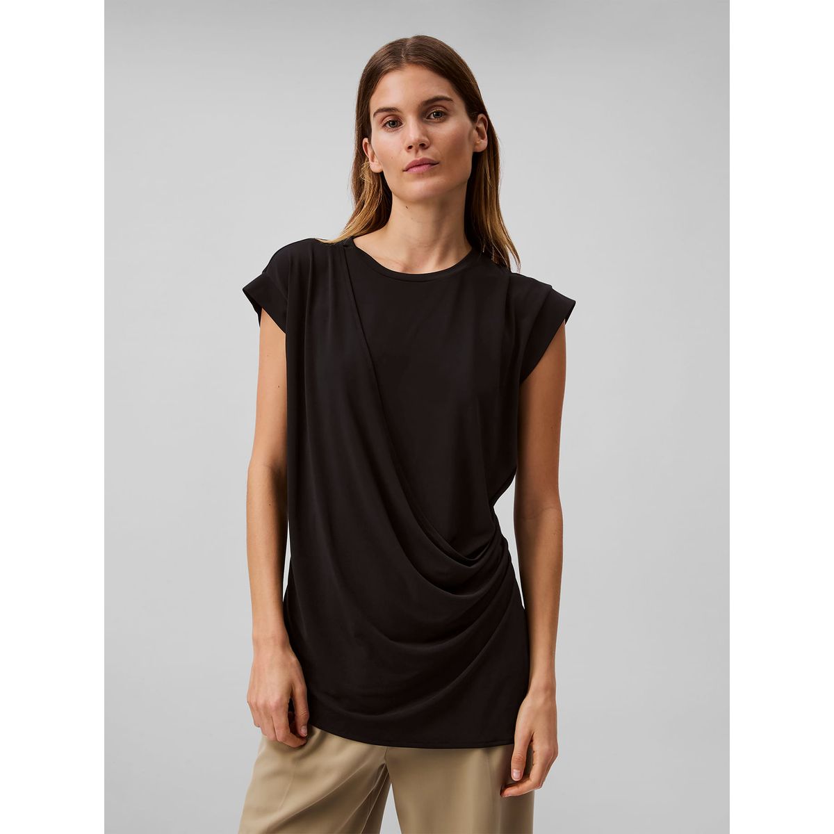 CALVIN KLEIN - CAMISETA SLVLS DRAPE FRONT STRETCH JERS