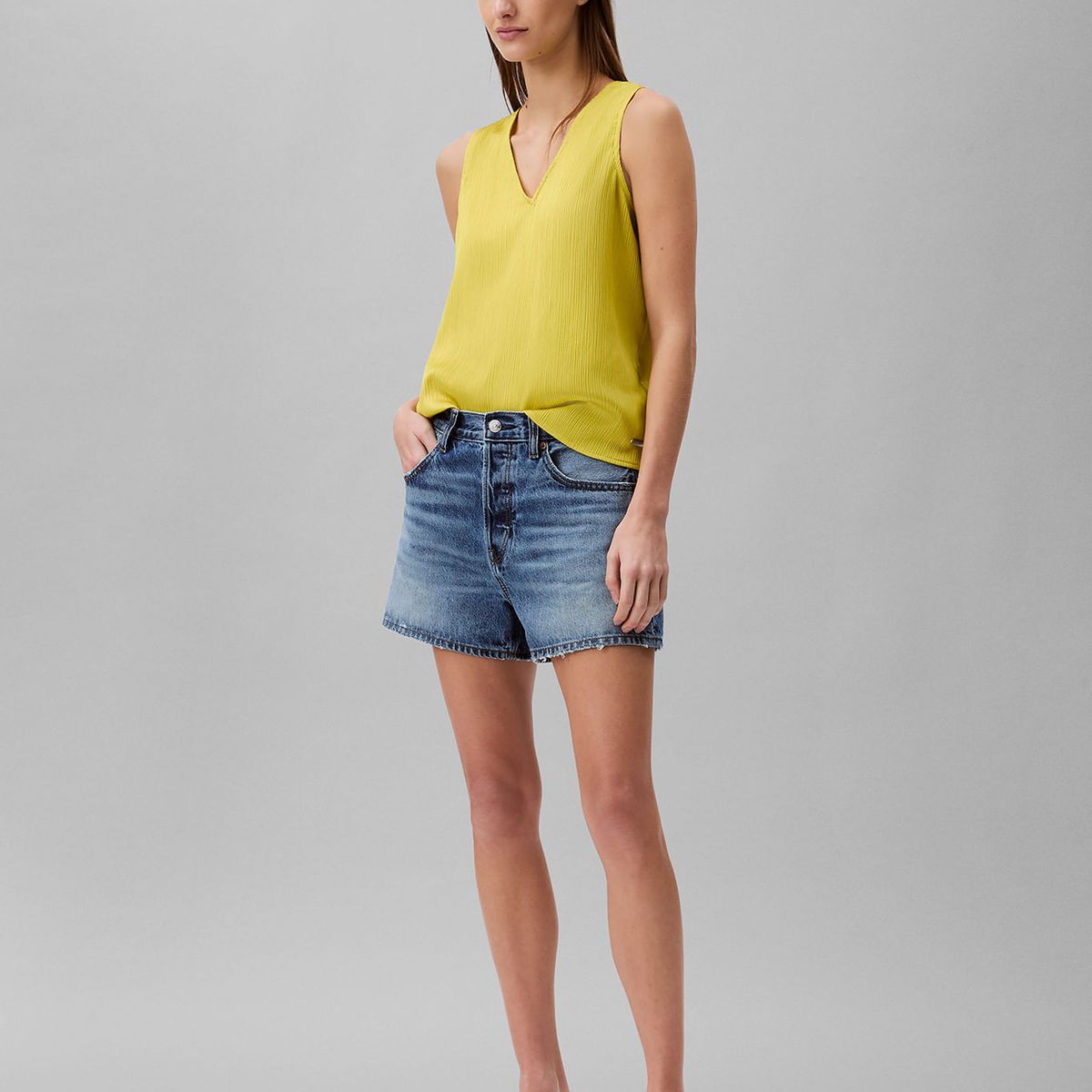 CALVIN KLEIN - BLUSA PLISSE V-NECK TANK