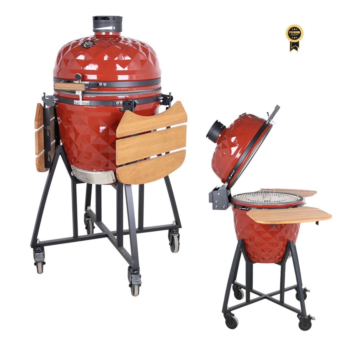 GENERICO - Kamado Diamond Pro 23.5″ Parrilla en color Rojo con Accesorios