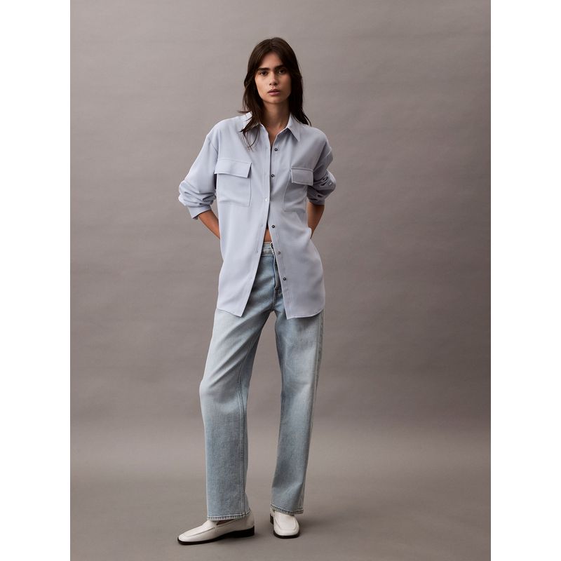 CALVIN KLEIN - BLUSA CREPE ROLL-TAB TOP CK