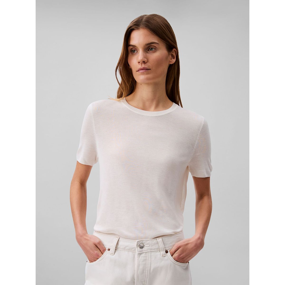 CALVIN KLEIN - SWEATER FINE GAUGE VISCOSE SS SWEATER