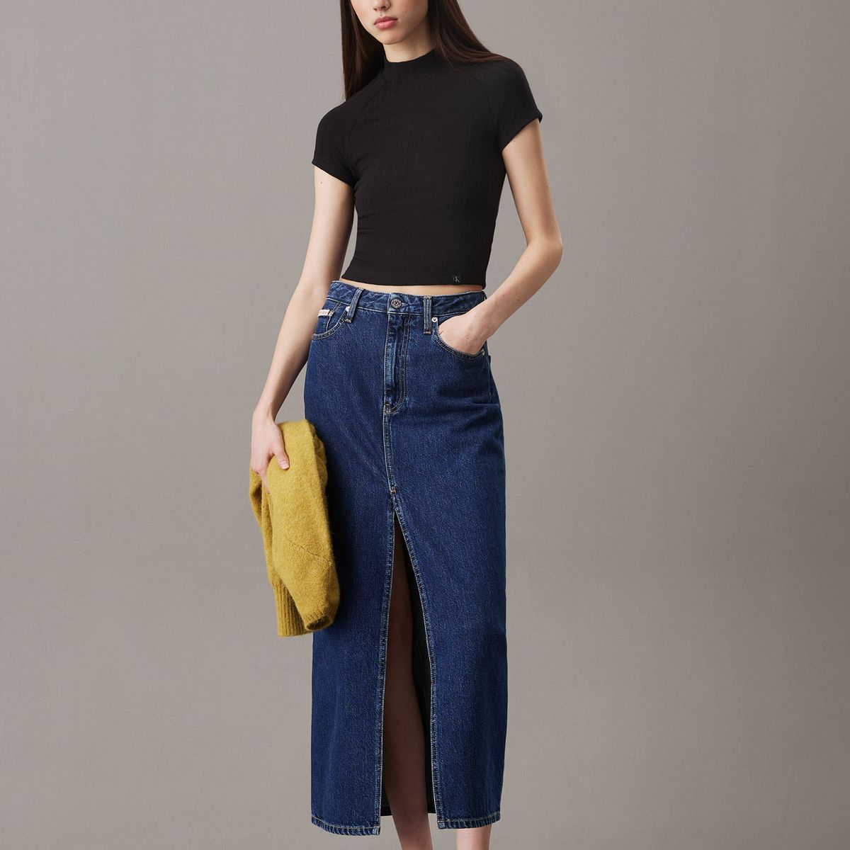 CALVIN KLEIN - CAMISETA WARM TEXTURE RIB MOCKNECK TOP