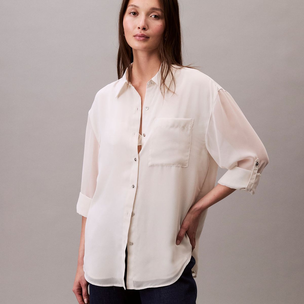 CALVIN KLEIN - BLUSA KNIT CREPE TUNIC