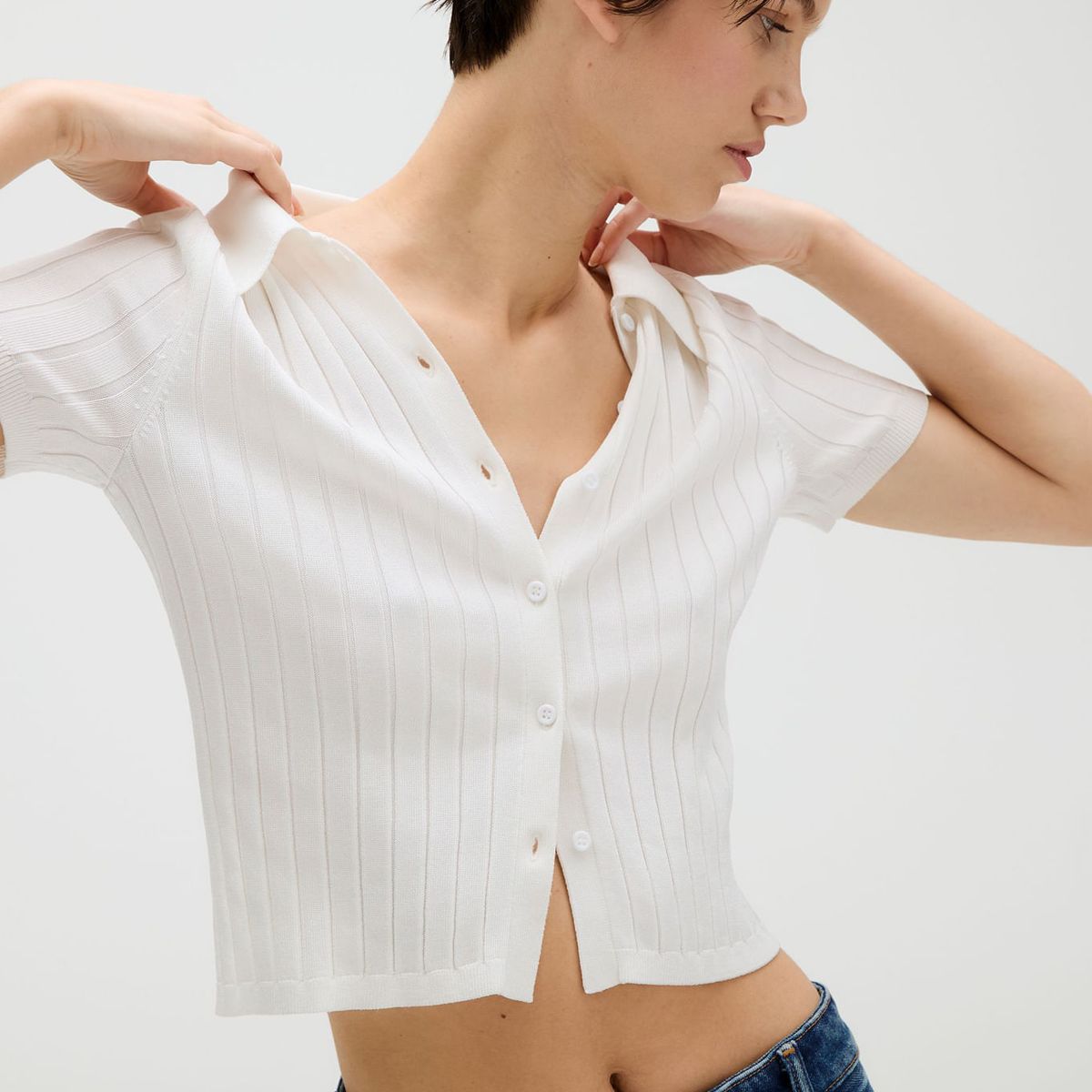 CALVIN KLEIN - POLO A- SILKY CROPPED BABY POLO SHI