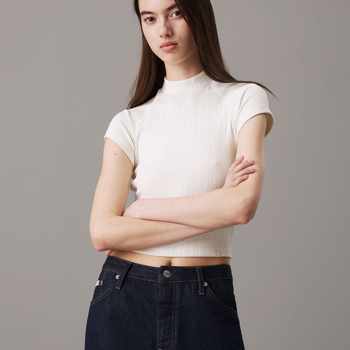 CALVIN KLEIN - CAMISETA WARM TEXTURE RIB MOCKNECK TOP