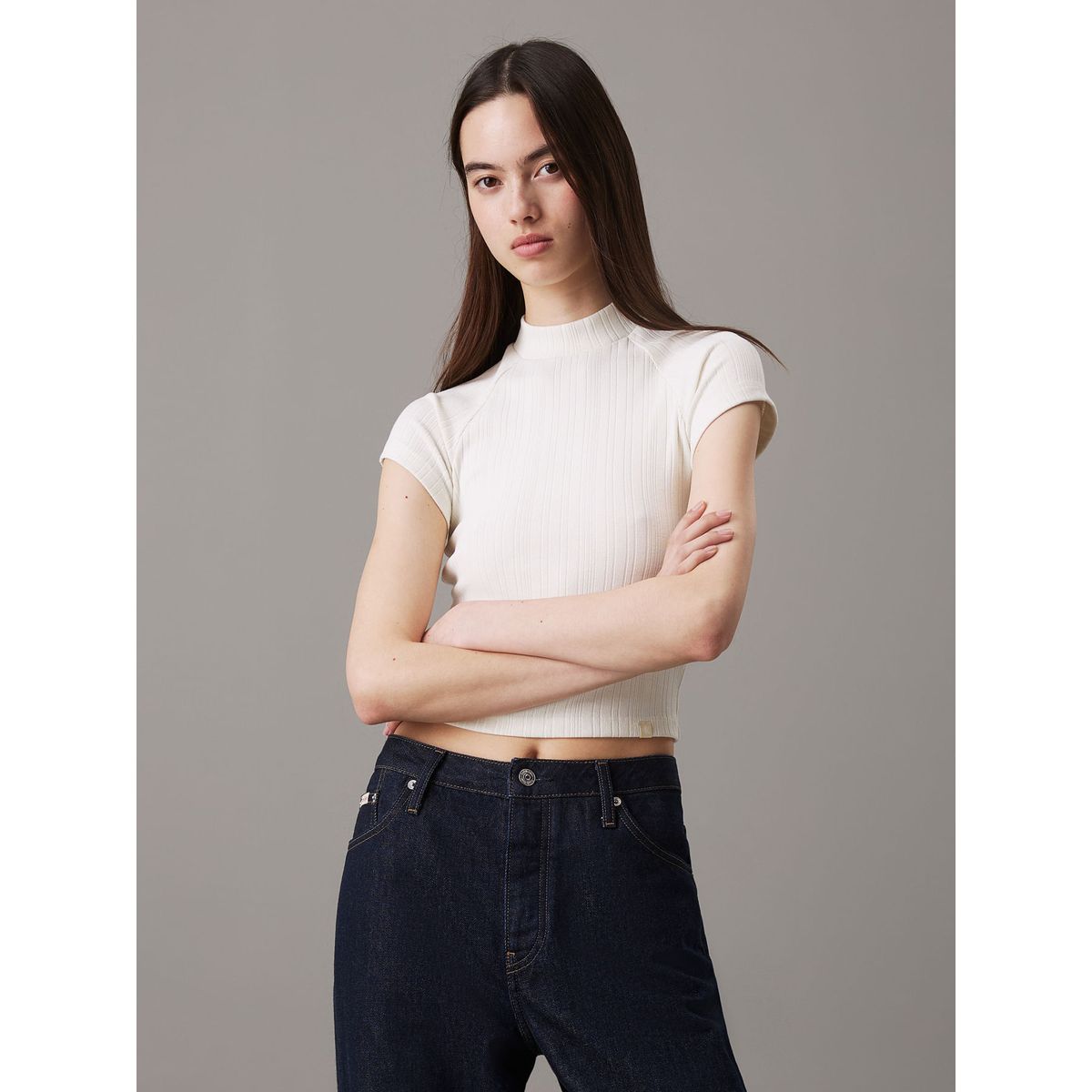 CALVIN KLEIN - CAMISETA WARM TEXTURE RIB MOCKNECK TOP