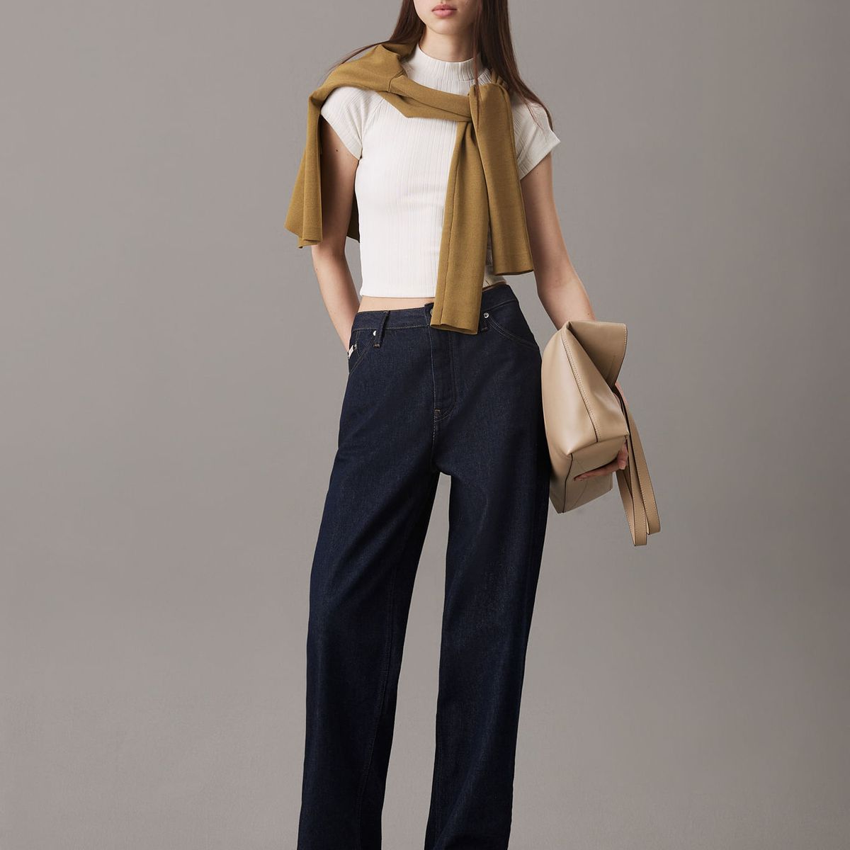 CALVIN KLEIN - CAMISETA WARM TEXTURE RIB MOCKNECK TOP