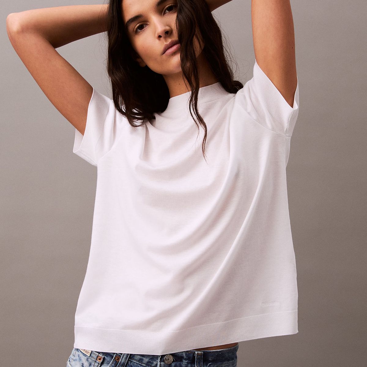 CALVIN KLEIN - CAMISETA SS SILK TOUCH FINE KNIT MOCK N CK