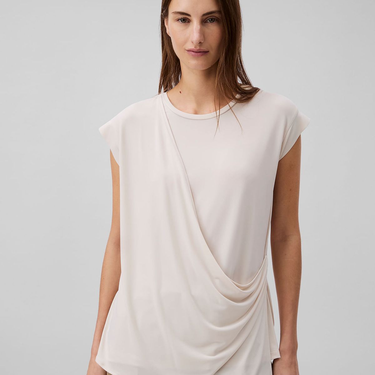 CALVIN KLEIN - CAMISETA SLVLS DRAPE FRONT STRETCH JERS
