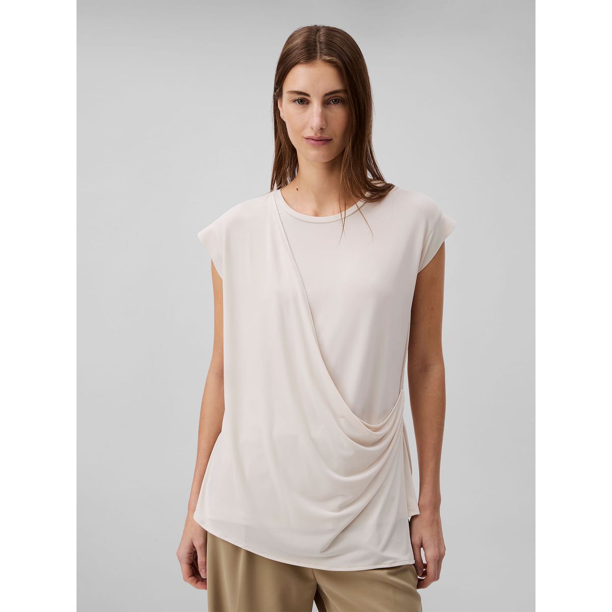 CALVIN KLEIN - CAMISETA SLVLS DRAPE FRONT STRETCH JERS
