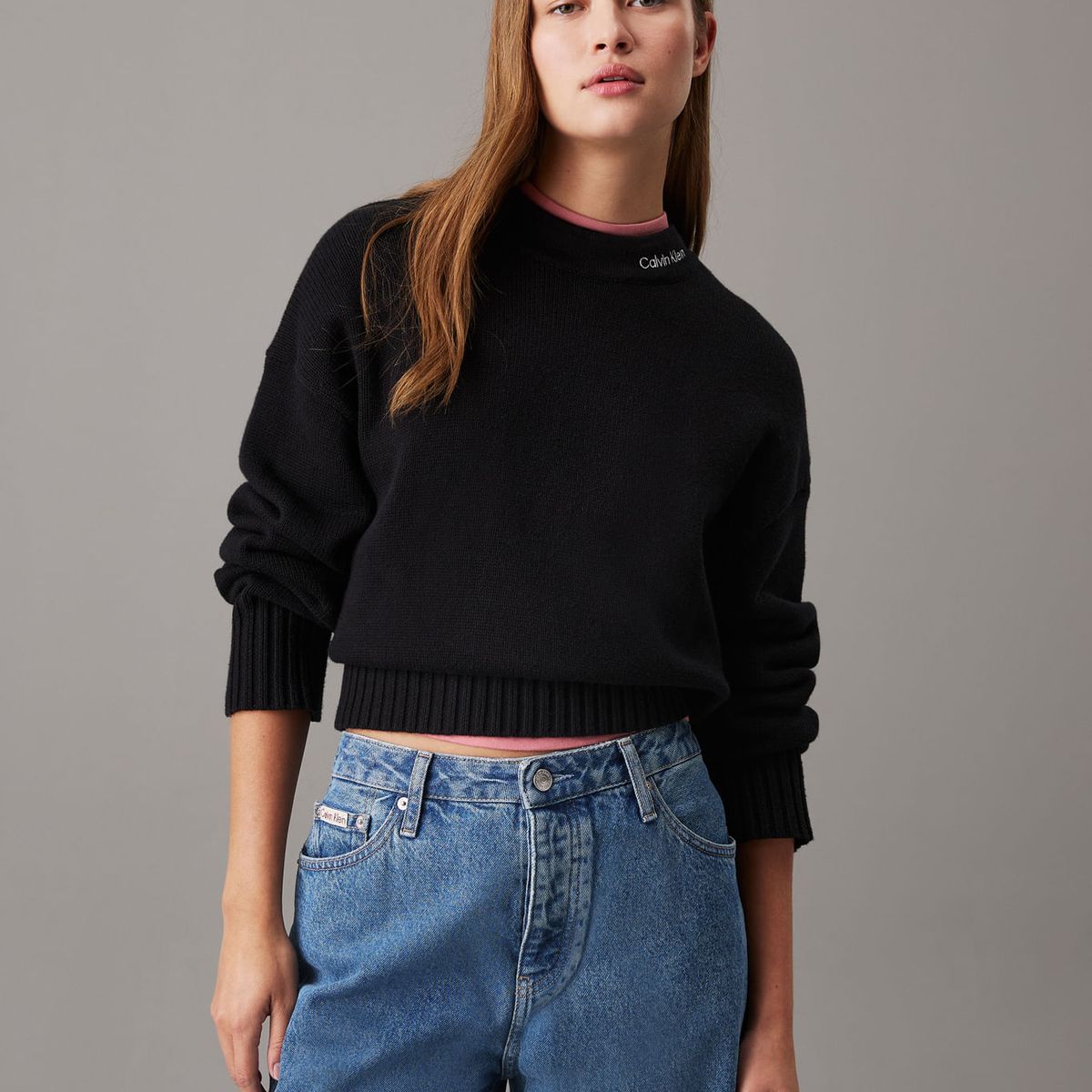 CALVIN KLEIN - SWEATER LOGO EMBRO SWEATER