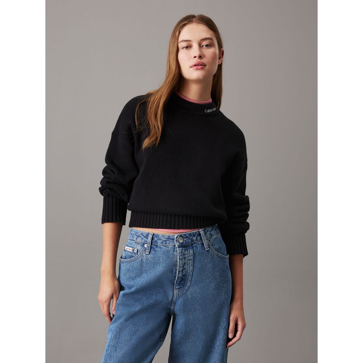 CALVIN KLEIN - SWEATER LOGO EMBRO SWEATER